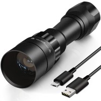 Uniquefire 1605 Usb Rechargeable T38 Led Ir 850Nm Flashlight, Infrared Light Night Vision Focus Adjustable Torch With 3 Modes, 38Mm Convex Lens Changeable Lanterna For Hunting