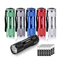 Wdtpro 6-Pack Small Flashlights With 18 Aaa Batteries - Super Bright 9-Led Flashlight Colors Assorted - Best Mini Gifts For Kids, Men, Women