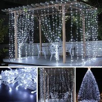 Twinkle Star 300 Led Window Curtain String Light For Christmas Wedding Party Home Garden Bedroom Outdoor Indoor Wall Decoration (White)