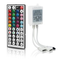 Rgbzone 5050 3528 Led Strip Controller, Dc12V-24V 4Pin 2 Ports Low Voltage Led Controller, 44-Keys Wireless Ir Remote Controller For 5050 2835 3528 Led Strip Lights