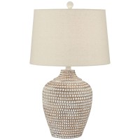 Alese Neutral Earth Finish Textured Dot Jug Table Lamp, Resin