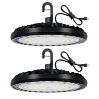 Hykolity 2 Pack Led High Bay Light 150W, 5000K Ufo Led High Bay Light Fixture With Us Plug [250W Mh/Hps Equiv.] 100-277V, 19,500Lm, Ip66 Commercial Warehouse Area Light For Wet Location