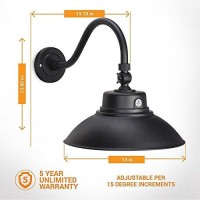 14In. Black Gooseneck Barn Light Led Fixture For Indoor/Outdoor Use - Photocell Included - Swivel Head - 42W - 3800Lm - Energy Star Rated - Etl Listed - Sign Lighting - 3000K (Warm White)