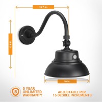 10In. Black Gooseneck Barn Light Led Fixture For Indoor/Outdoor Use - Photocell Included - Swivel Head - 25W - 2000Lm - Energy Star Rated - Etl Listed - Sign Lighting - 3000K (Warm White)