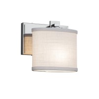 Textile Era 1Light Wall Sconce Oval Woven Fabric Shade In White Polished Chrome Finish Led