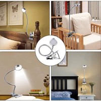 Eyocean Led Reading Light, Dimmable Clamp Light For Bed Headboard, Bedroom, Office, 3 Modes & 9 Dimming Levels, Flexible Clip Desk Lamp, Adapter Included, 5W, Silver