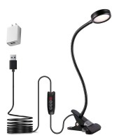 Eyocean Clip On Light Reading Lights, Desk Lamps, Eye Protection Kids Desk Lamp With Strong Clamp, Flexible Night Light 3 Modes 9 Dimming Levels(Included Ac Adapter) Black