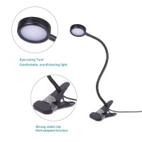 Eyocean Clip On Light Reading Lights, Desk Lamps, Eye Protection Kids Desk Lamp With Strong Clamp, Flexible Night Light 3 Modes 9 Dimming Levels(Included Ac Adapter) Black