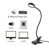 Eyocean Clip On Light Reading Lights, Desk Lamps, Eye Protection Kids Desk Lamp With Strong Clamp, Flexible Night Light 3 Modes 9 Dimming Levels(Included Ac Adapter) Black