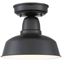 John Timberland Urban Barn Rustic Farmhouse Semi Flush-Mount Outdoor Ceiling Light Semi Flush Mount Fixture Black Metal 10 1/4