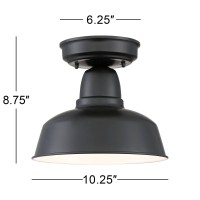 John Timberland Urban Barn Rustic Farmhouse Semi Flush-Mount Outdoor Ceiling Light Semi Flush Mount Fixture Black Metal 10 1/4