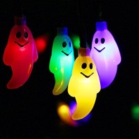 Hann� 30 Led Waterproof Cute Ghost Solar String Lights Solar Powered Lighting For Halloween Party Indoor Outdoor Decoration ( Cute Ghost Multi Color)