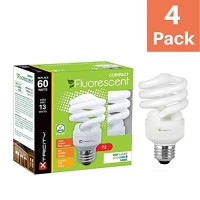 Xtricity Compact Fluorescent Light Bulb T2 Spiral Cfl, 5000K Daylight, 13W (60 Watt Equivalent), 900 Lumens, E26 Medium Base, 120V, Ul Listed (Pack Of 4)