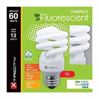 Xtricity Compact Fluorescent Light Bulb T2 Spiral Cfl, 5000K Daylight, 13W (60 Watt Equivalent), 900 Lumens, E26 Medium Base, 120V, Ul Listed (Pack Of 4)