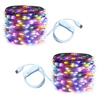 Ruichen Usb Fairy Lights 66 Ft 200 Led String Lights With On/Off Switch (Multicolor, 2 Pack)