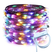 Ruichen Silver Wire 66 Ft 200 Led Usb Fairy String Lights With On/Off Switch (Multicolor)