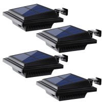 Uniquefire Outdoor Solar Gutter Lights, 40 Leds Outdoor Solar Fence Lights Outdoor Waterproof Security Lamps For Eaves Garden Landscape Walkway (4Pcs Black,Warm Light)