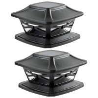 Davinci Lighting Flexfit Solar Outdoor Post Cap Lights - Includes Bases For 4X4 5X5 6X6 Wooden Posts - Bright Led Light - Slate Black (2 Pack)