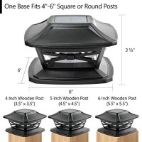 Davinci Lighting Flexfit Solar Outdoor Post Cap Lights - Includes Bases For 4X4 5X5 6X6 Wooden Posts - Bright Led Light - Slate Black (2 Pack)