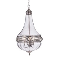 Warehouse Of Tiffany Permin Empire Clear 13-Inch Glass And Metal Pendant (Model: Rl8167Pn)