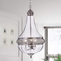 Warehouse Of Tiffany Permin Empire Clear 13-Inch Glass And Metal Pendant (Model: Rl8167Pn)