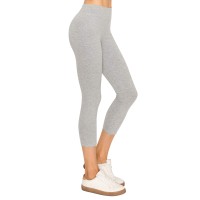 Cotton Spandex Basic Knit Jersey Women Capri Leggings Hgray L