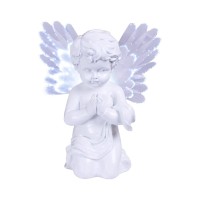 Gardenkraft 12680 Solar Powered Led Angel Light | Cherub With Fibre Optic Wings | Warm White Leds | Weatherproof | Auto-On | 19Cm X 9Cm