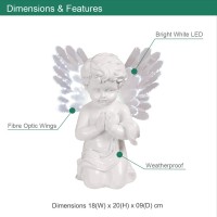 Gardenkraft 12680 Solar Powered Led Angel Light | Cherub With Fibre Optic Wings | Warm White Leds | Weatherproof | Auto-On | 19Cm X 9Cm