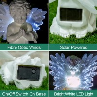 Gardenkraft 12680 Solar Powered Led Angel Light | Cherub With Fibre Optic Wings | Warm White Leds | Weatherproof | Auto-On | 19Cm X 9Cm