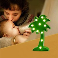 Qiaofei Led Palm Tree Light,Cute Coconut Tree Night Table Lamp Light For Kids Room Bedroom Gift Party Home Wall Office Decorations Green