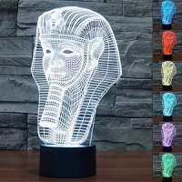 Egyptian Pharaoh Guard 3D Illusion Night Light Lamps, 7 Color Gradual Changing Usb Table Desk Lamps Home Doce Or Xmas Gifts