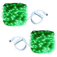 Ruichen Usb Fairy Lights 66 Ft 200 Led String Lights With On/Off Switch (Green, 2 Pack)