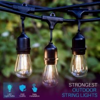 Outdoor String Lights Led 48 Feet Advanced Weatherproof Design Connectable String Of Light,15 Heavy Duty Hanging Socket -E26 For Porch Patio Garden Backyard