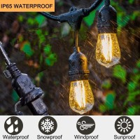 Outdoor String Lights Led 48 Feet Advanced Weatherproof Design Connectable String Of Light,15 Heavy Duty Hanging Socket -E26 For Porch Patio Garden Backyard