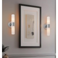 Kira Home Duo 14 Modern Wall Sconce With Frosted Glass Shades For Bathroomvanity Chrome Finish