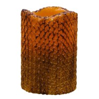 Cwi Gifts Burnt Drip Wax Battery Operated Candle - Realistic Flameless Candles - Led Candles - Battery Operated With Timer - 4.5 - Mustard Honeycomb