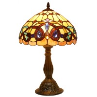 Werfactory Tiffany Style Table Lamp Stained Glass Serenity Victorian Bedside Lamp Desk Reading Light 12X12X18 Inches Decor Bedroom Living Room Home Office S021 Series