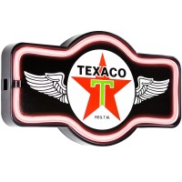 Texaco Oil Gas Station - Reproduction Vintage Advertising Marquee Sign - Battery Powered Led Neon Style Light - 17 X 10 X 3 Inches