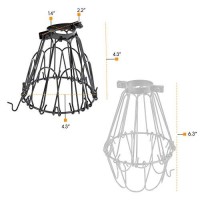 Rustic State Set Of 4 Industrial Vintage Style | Hanging Pendant Metal Wire Cage | Adjustable Light Fixture Lamp Guard (Black)