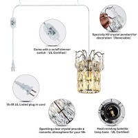 Airposta Dimmable Plug In Pendant Light, Crystal Mini Chandeliers, Modern Chrome Finish Crystal Hanging Chandelier Sparkly Ceiling Lamp For Kitchen Island Dining Room Bedroom Hallway, 16.4'(Ft) Cord