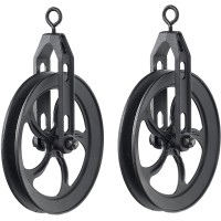 Rustic State Vintage Industrial Look Medium Wheel Farmhouse Pulley For Custom Make Wall Mount Pendant Lamps Frosty Black Set Of 2