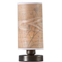 Bieye L10272 Birds In The Tree Wooden Style Table Lamp Night Light With Wood Lampshade Bronze Metal Base For Bedside Bedroom Living Room, Cylinder-Shaped (Bronze)