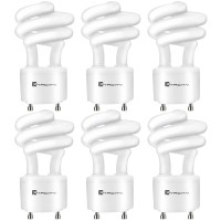 Xtricity Compact Fluorescent Gu24 Light Bulb, T2 Spiral Cfl, 2 Prong Light Bulbs, 2700K Soft White, 13W (60 Watt Equivalent), 900 Lumens, 120V, Ul Listed (6 Pack)