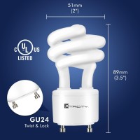 Xtricity Compact Fluorescent Gu24 Light Bulb, T2 Spiral Cfl, 2 Prong Light Bulbs, 2700K Soft White, 13W (60 Watt Equivalent), 900 Lumens, 120V, Ul Listed (6 Pack)