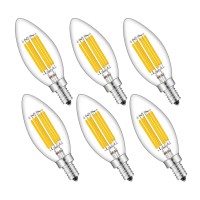 Crlight 700Lm 6W Dimmable Led Candelabra Bulb 65W Incandescent Equivalent 2700K Warm White, Led Chandelier Light Bulbs, E12 Vintage Edison B11 Clear Glass Torpedo Decorative Bulbs 6 Pack