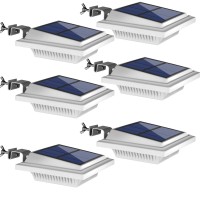 Uniquefire Outdoor Solar Gutter Lights, 40 Leds Outdoor Solar Fence Lights Outdoor Waterproof Security Lamps For Eaves Garden Landscape Walkway(6Pcs White,Warm Light)