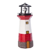 Miles Kimball Red Solar Lighthouse By Maple Lane Creationstm- Rotating Led Light Outdoor D