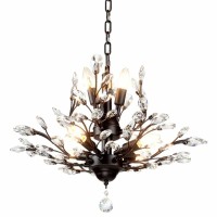 Seol-Light Vintage Crystal Branch Chandeliers Black Ceiling Pendant Light Flush Mounted Fixture With 7 Light,Max280W For Living Room Dinning Table Porch