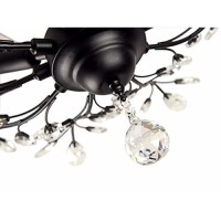 Seol-Light Vintage Crystal Branch Chandeliers Black Ceiling Pendant Light Flush Mounted Fixture With 7 Light,Max280W For Living Room Dinning Table Porch