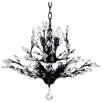 Seol-Light Vintage Crystal Branch Chandeliers Black Ceiling Pendant Light Flush Mounted Fixture With 7 Light,Max280W For Living Room Dinning Table Porch